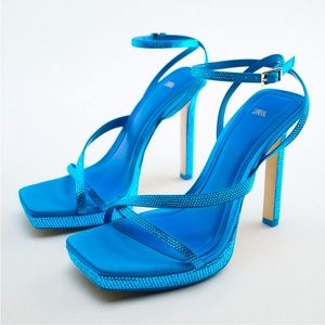 NWT ZARA Rhinestone High Heel Sandals